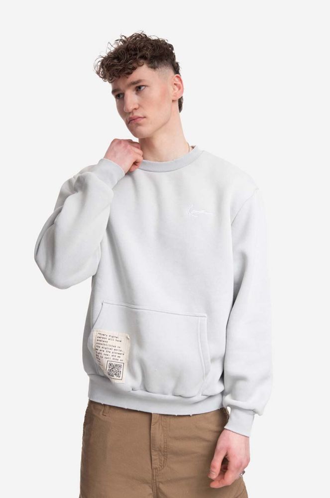 Бавовняна кофта Karl Kani Chest Signature Destroyed чоловіча колір сірий з аплікацією 6029144-GRAY