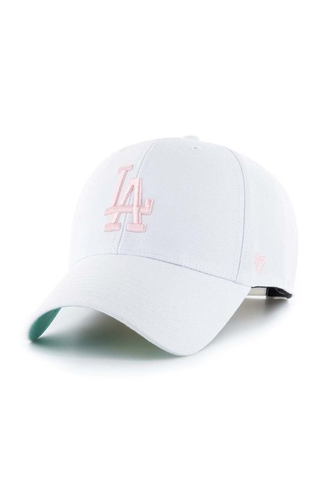 Кепка з домішкою вовни 47brand MLB Los Angeles Dodgers колір білий з аплікацією