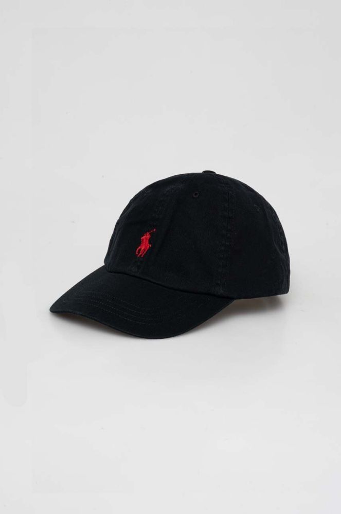 Бавовняна бейсболка Polo Ralph Lauren колір чорний з аплікацією (3596826)
