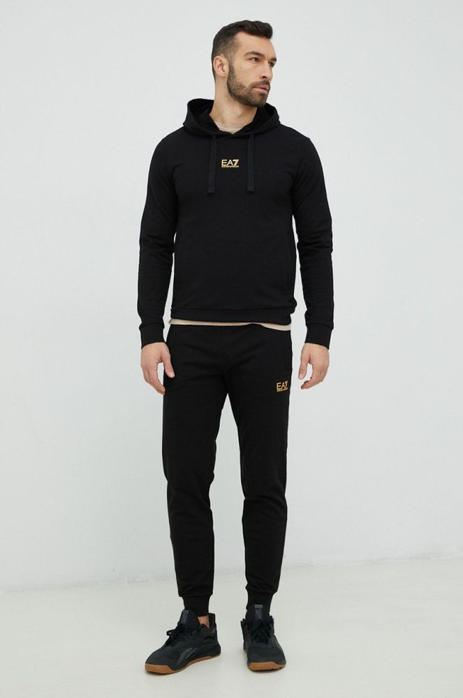 Бавовняний спортивний костюм EA7 Emporio Armani чоловічий колір чорний (2898645)