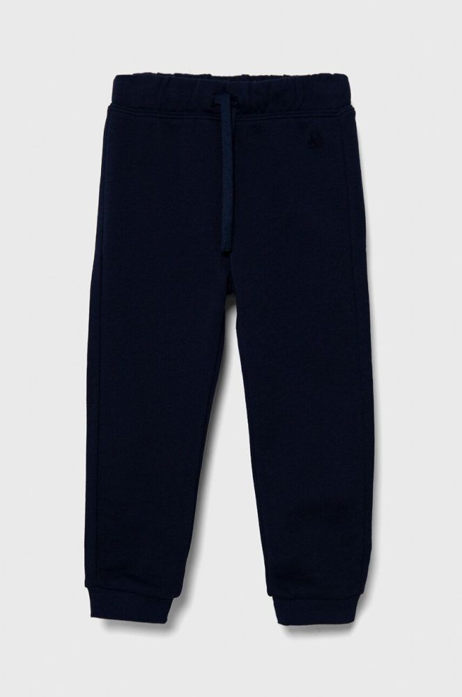 Дитячі бавовняні штани United Colors of Benetton колір синій однотонні (3387588)