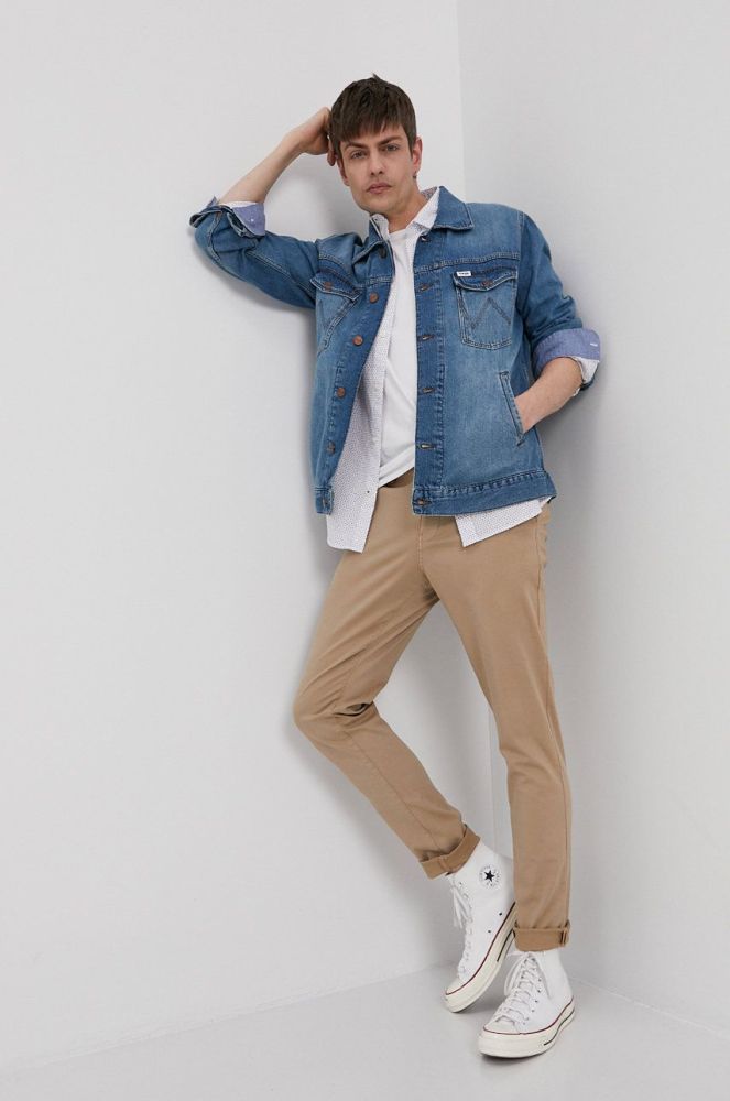 Штани Jack & Jones чоловічі колір бежевий облягаюче