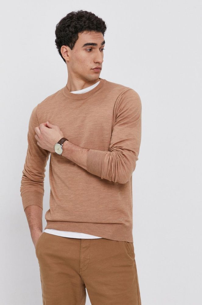Светр Emporio Armani чоловічий колір бежевий легкий