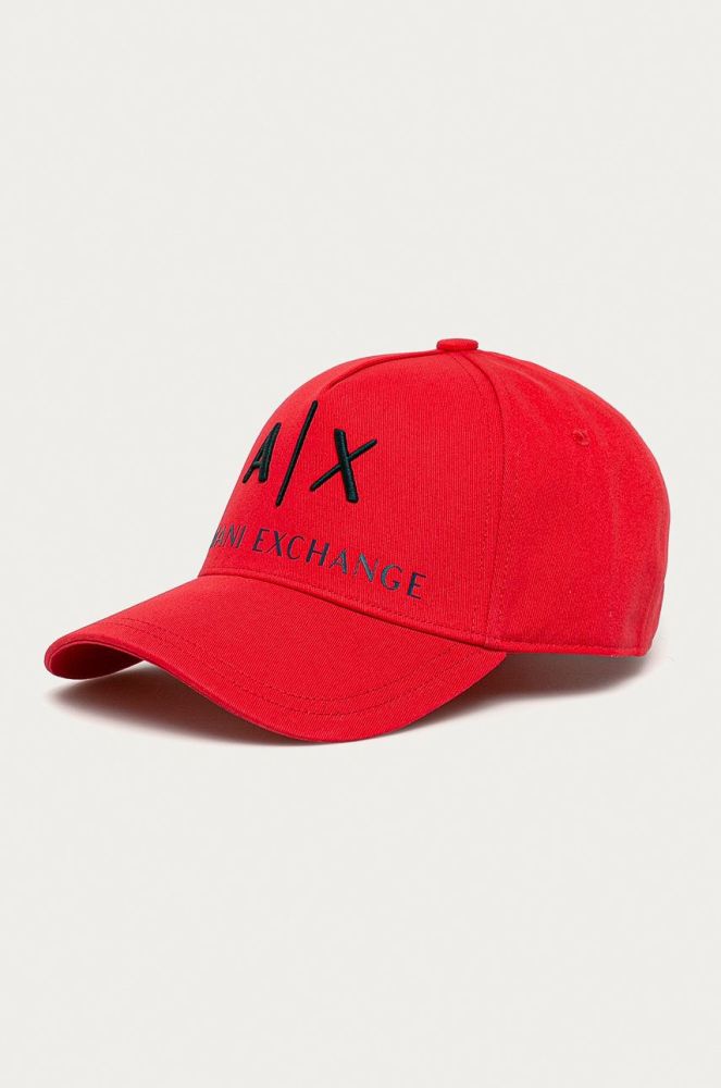 Кепка Armani Exchange колір червоний з аплікацією