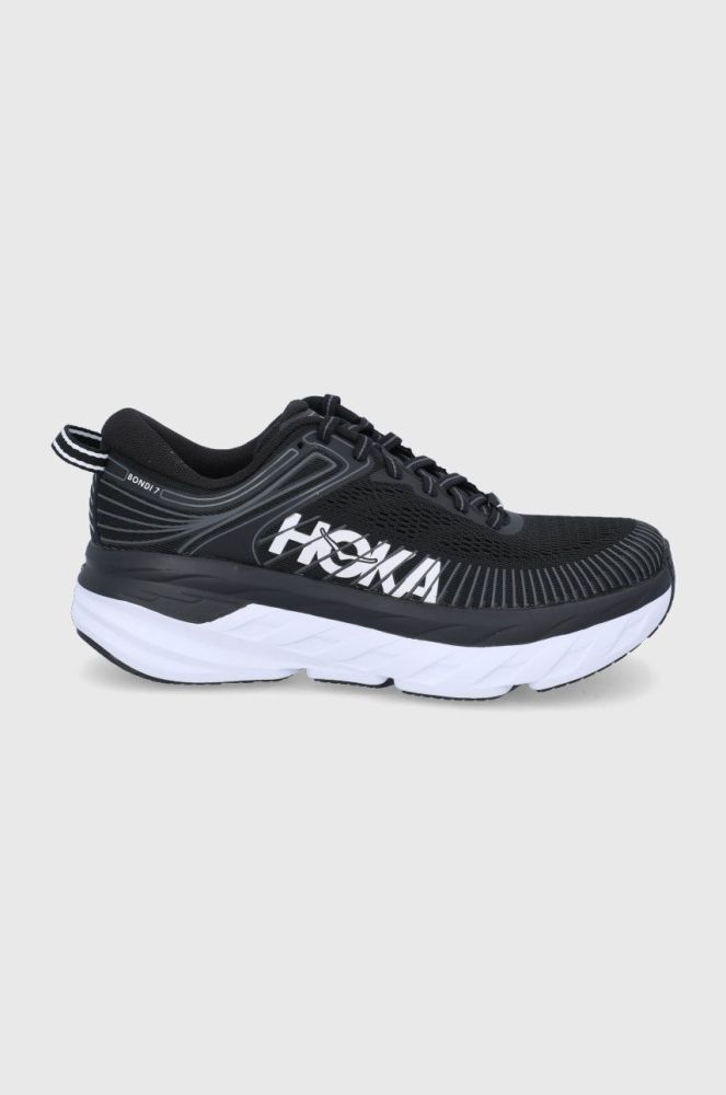 Черевики Hoka Bondi 7 колір чорний на плоскому ходу 1110519-HMSH