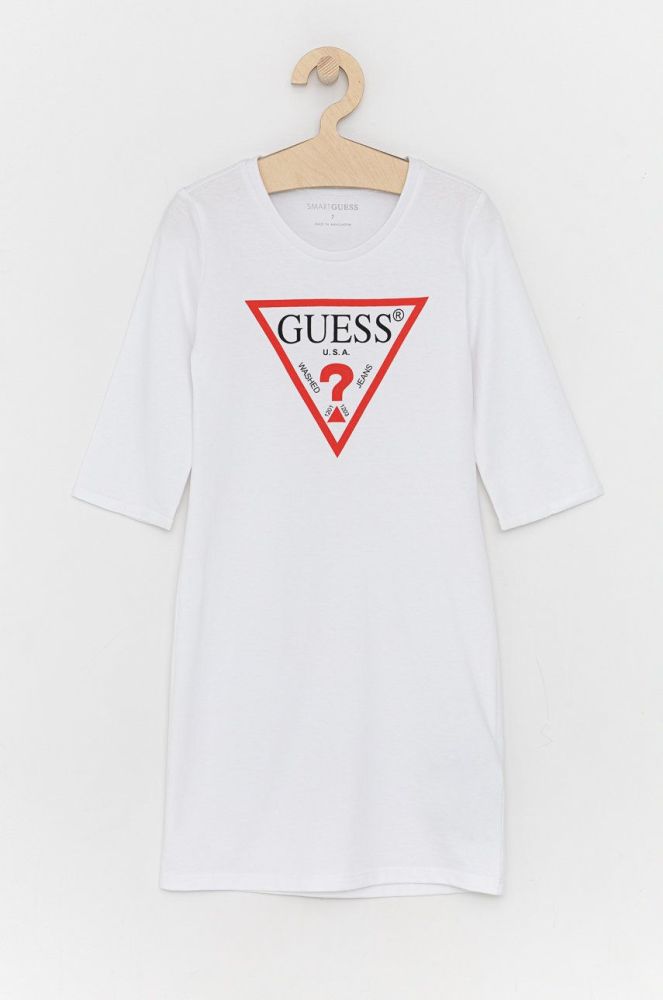 Дитяча бавовняна сукня Guess колір білий mini пряма (1538036)