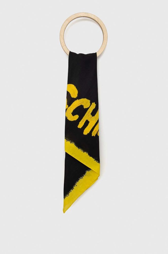 Бавовняна хустка на шию Moschino колір чорний візерунок
