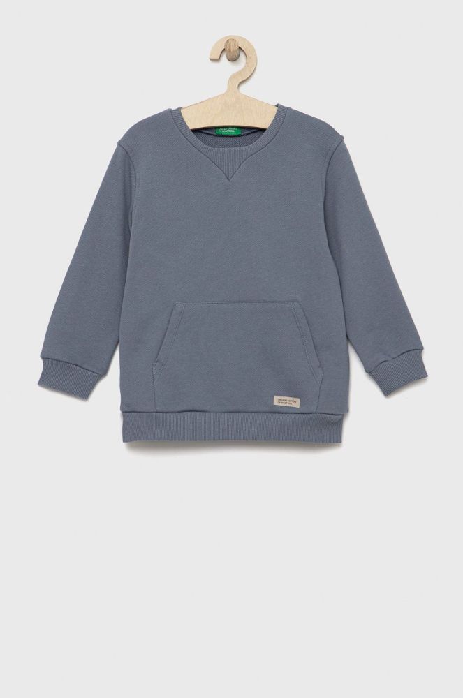 Дитяча бавовняна кофта United Colors of Benetton колір сірий однотонна (2652336)