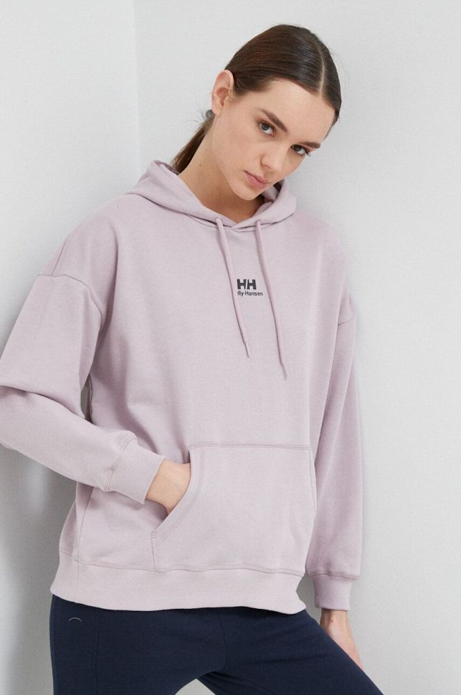 Кофта Helly Hansen жіноча колір рожевий з капюшоном однотонна