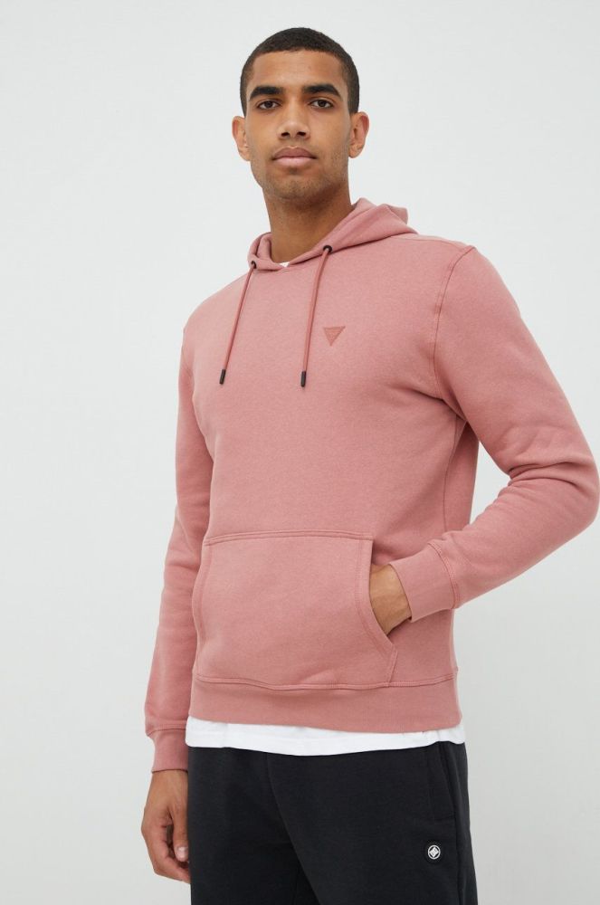 Кофта Guess чоловіча колір рожевий однотонна (2626320)