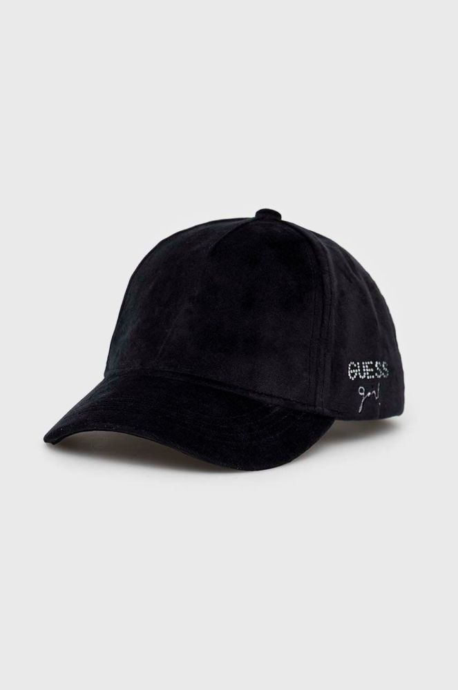 Дитяча кепка Guess колір чорний однотонна
