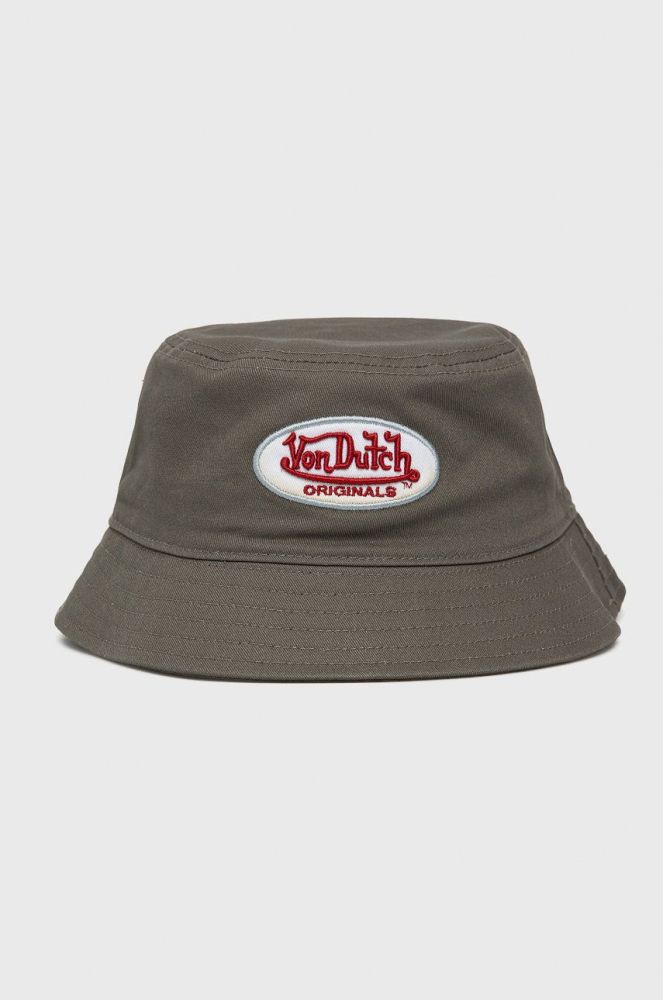 Бавовняний капелюх Von Dutch колір зелений з бавовни