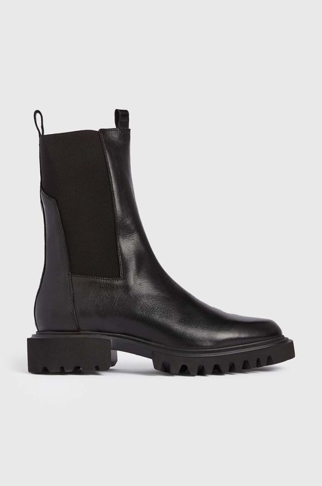 Шкіряні черевики AllSaints Hallie жіночі колір чорний на плоскому ходу