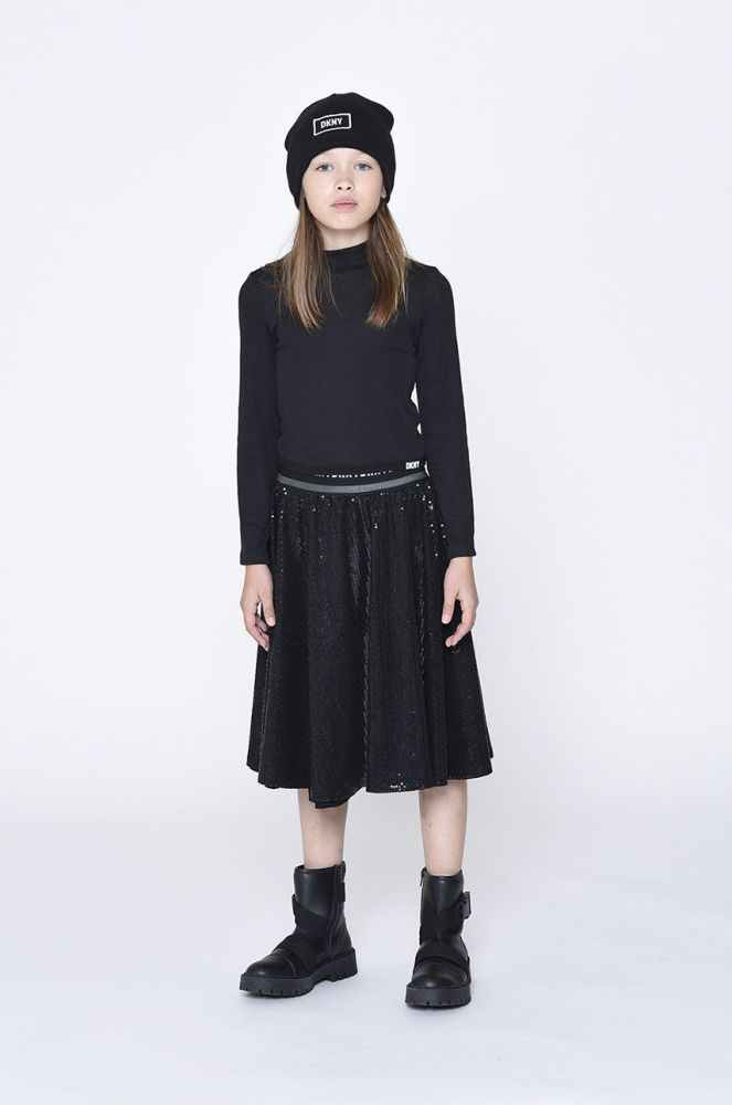 Дитяча спідниця Dkny колір чорний mini розкльошена (2698858)