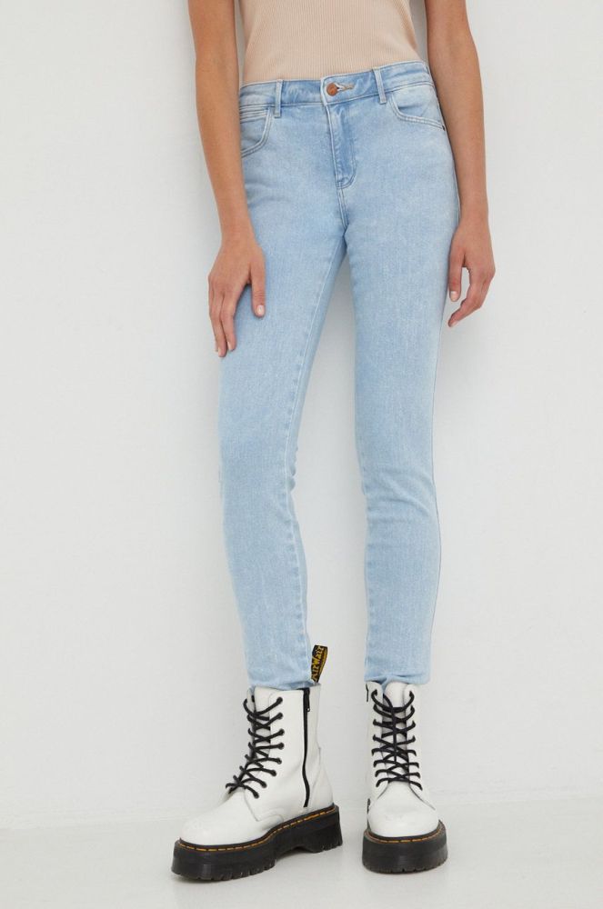 Джинси Wrangler Skinny Let It Go жіночі середня посадка колір блакитний