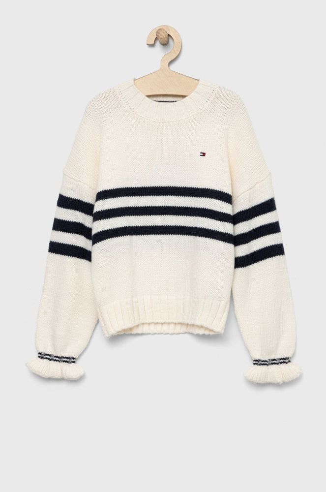 Дитячий светр з домішкою вовни Tommy Hilfiger колір бежевий теплий