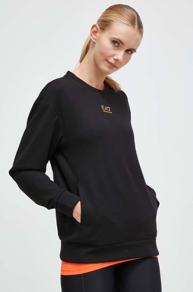 Кофта EA7 Emporio Armani жіноча колір чорний однотонна (3609122)