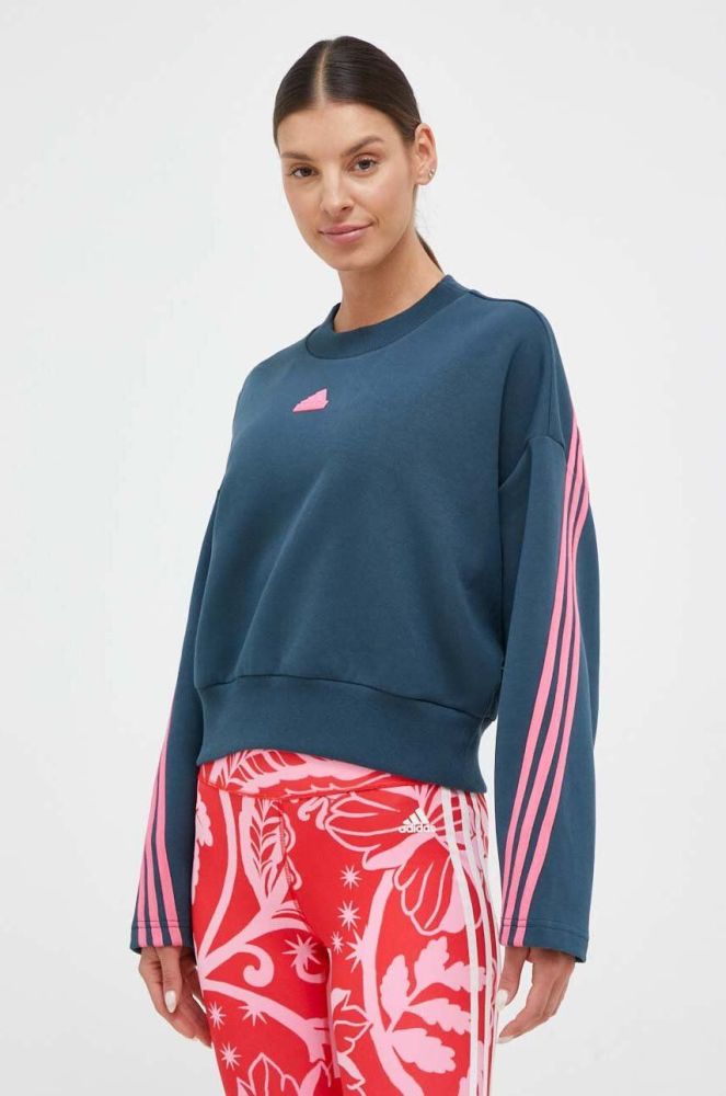 Кофта adidas жіноча  з аплікацією колір блакитний