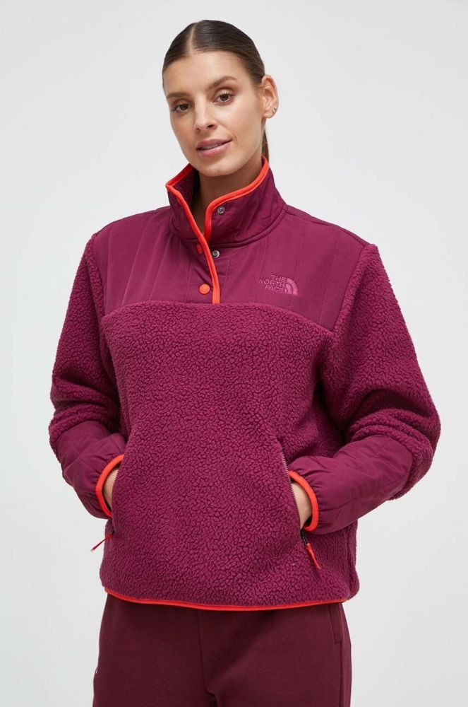Спортивна кофта The North Face колір фіолетовий однотонна