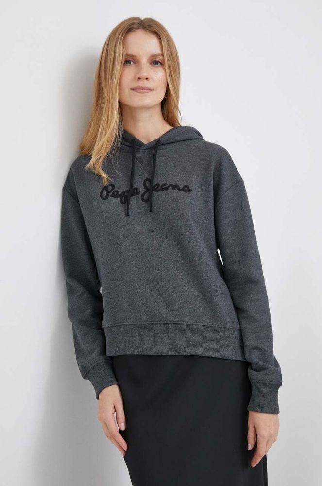 Кофта Pepe Jeans Nanette жіноча колір сірий з капюшоном з аплікацією (3475359)