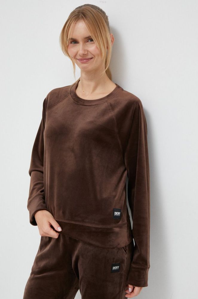 Кофта Dkny жіноча колір коричневий однотонна (3445281)