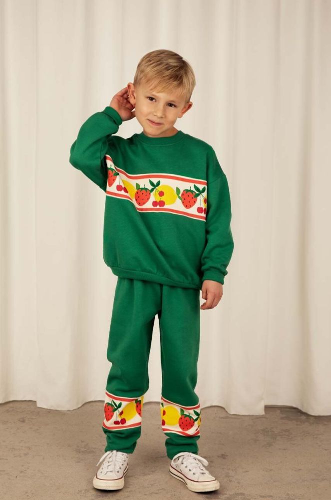 Дитяча бавовняна кофта Mini Rodini колір зелений з принтом (3465911)