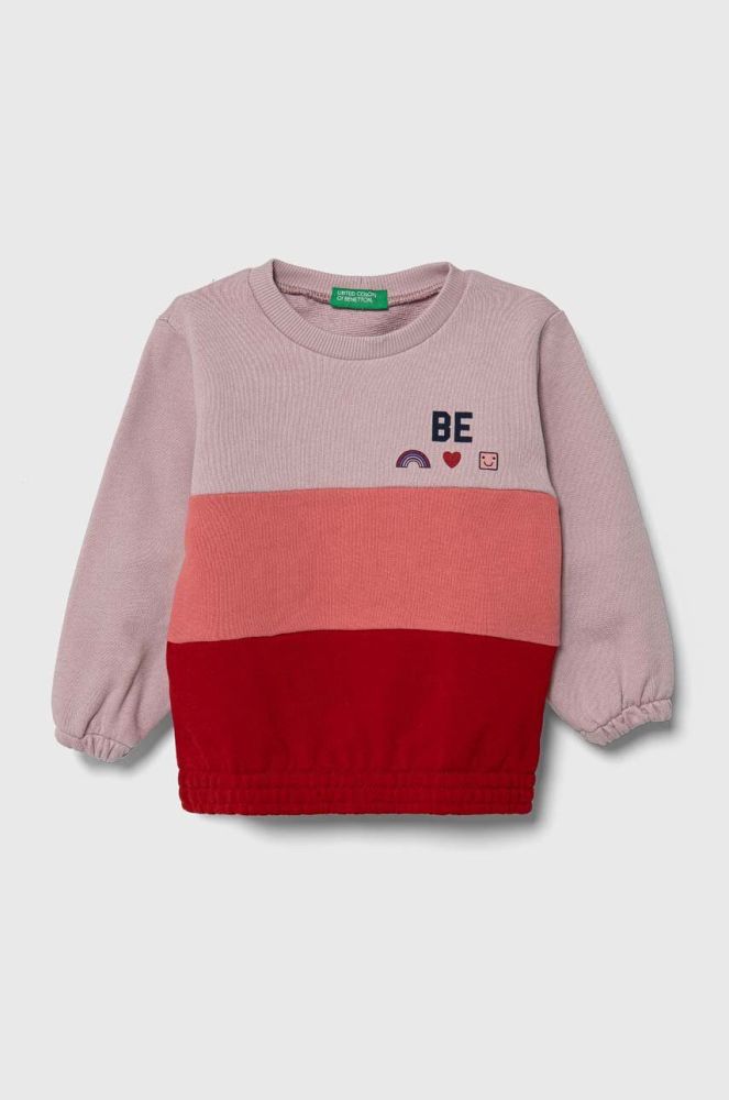 Дитяча бавовняна кофта United Colors of Benetton колір фіолетовий візерунок (3413946)
