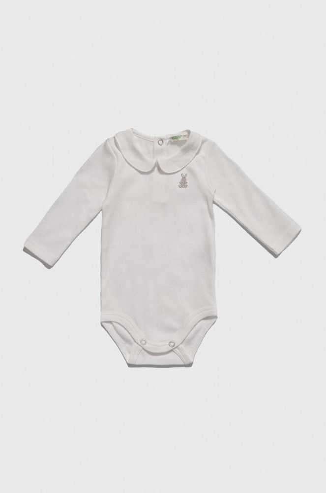 Дитяче бавовняне боді United Colors of Benetton колір білий (3400657)