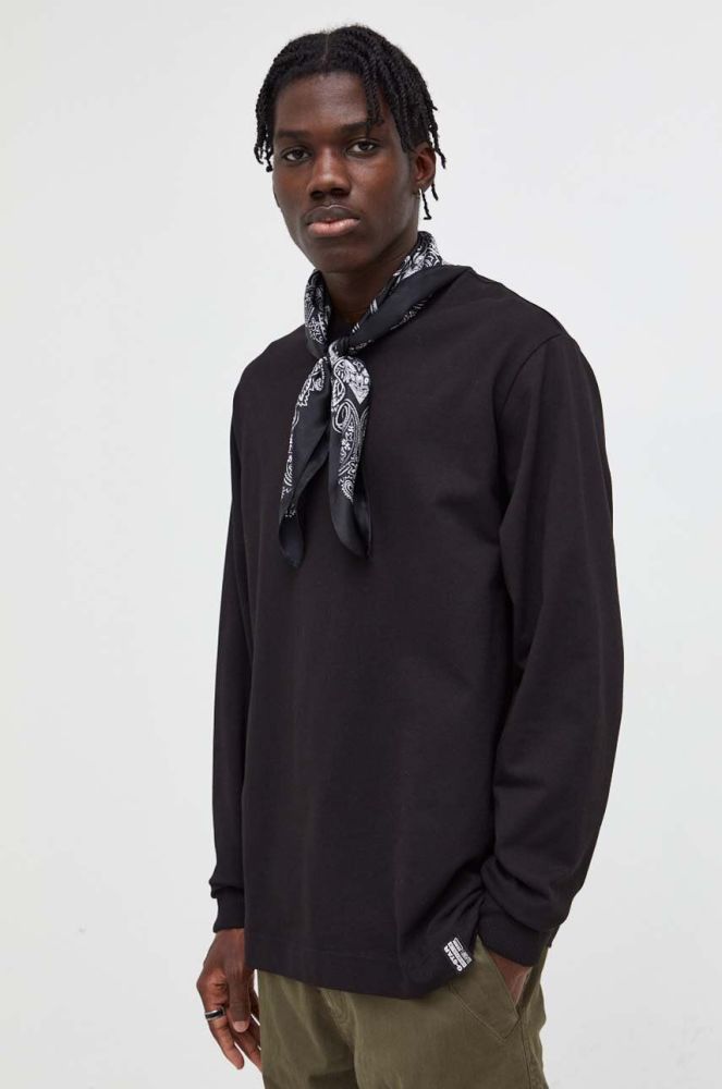 Бавовняний лонгслів G-Star Raw колір чорний однотонний (3523334)
