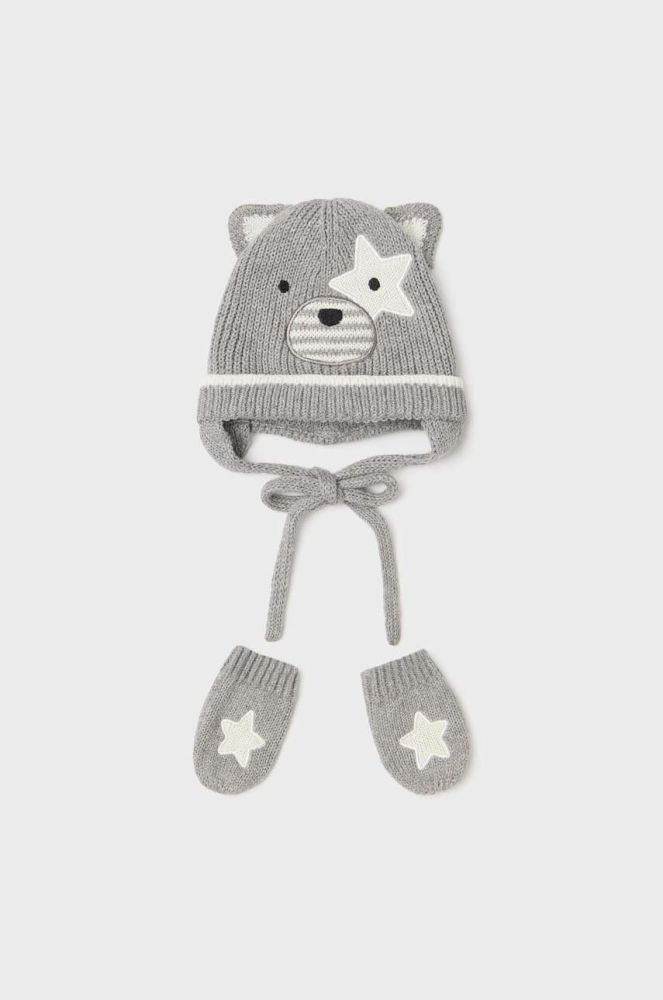 Дитяча шапка і рукавички Mayoral Newborn Gift box колір сірий