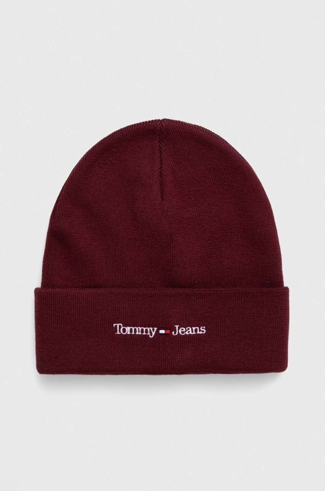 Шапка Tommy Jeans колір бордовий з товстого трикотажу