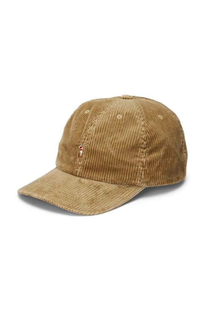 Дитяча бавовняна кепка Polo Ralph Lauren колір коричневий однотонна