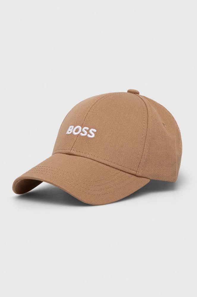 Бавовняна бейсболка BOSS колір бежевий з аплікацією (3296600)