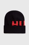 Вовняна шапка HUGO колір чорний з тонкого трикотажу вовна (3559562)
