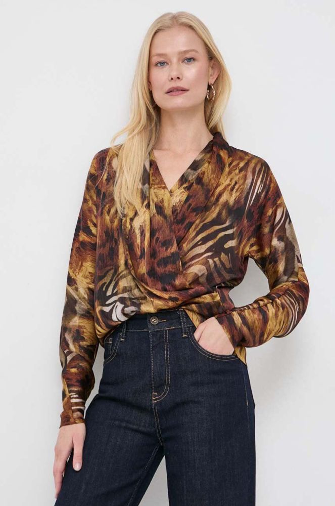 Блузка Marciano Guess жіноча колір коричневий візерунок (3683646)