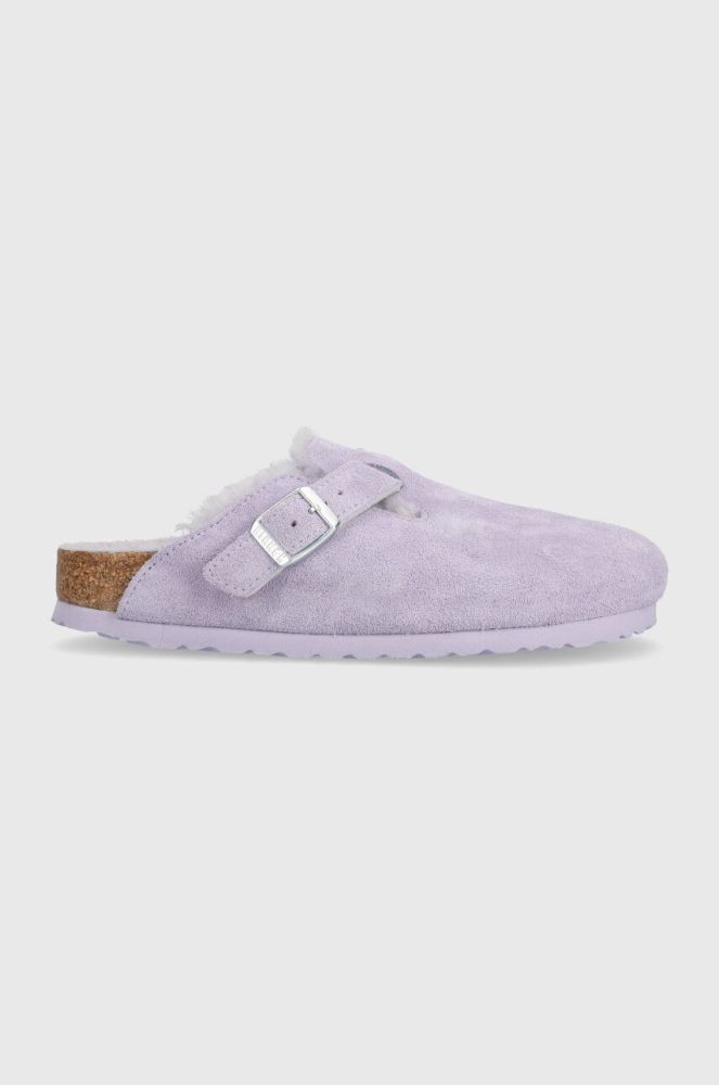 Замшеві шльопанці Birkenstock Boston жіночі колір фіолетовий 1023302