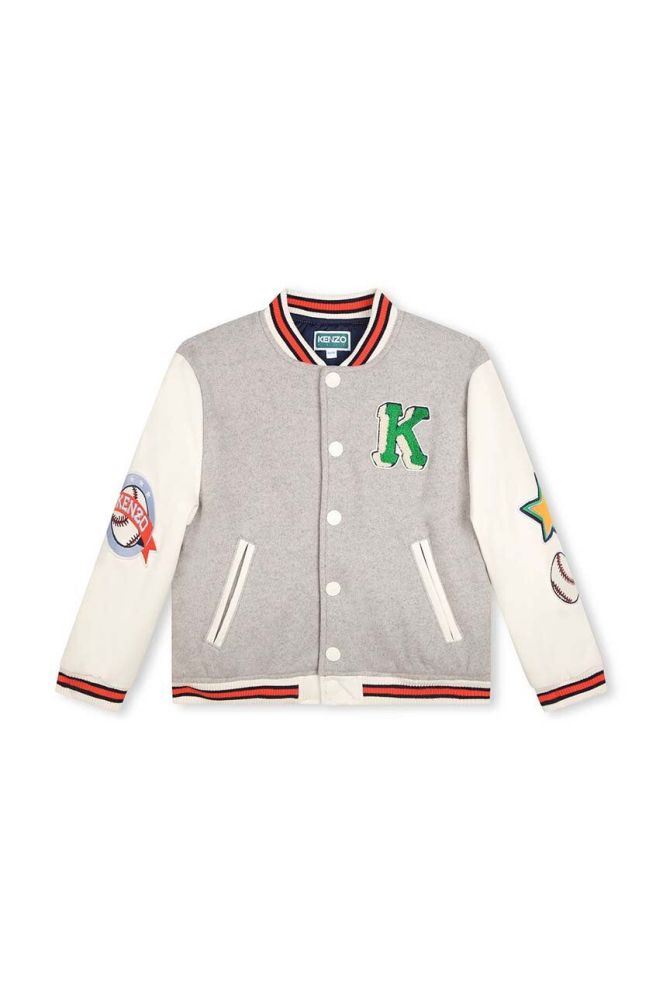 Дитяча куртка-бомбер Kenzo Kids колір сірий