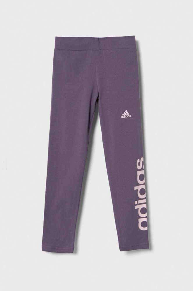 Дитячі легінси adidas колір фіолетовий з принтом