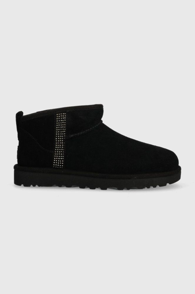 Замшеві чоботи UGG Classic Ultra Mini Bling колір чорний 1153777