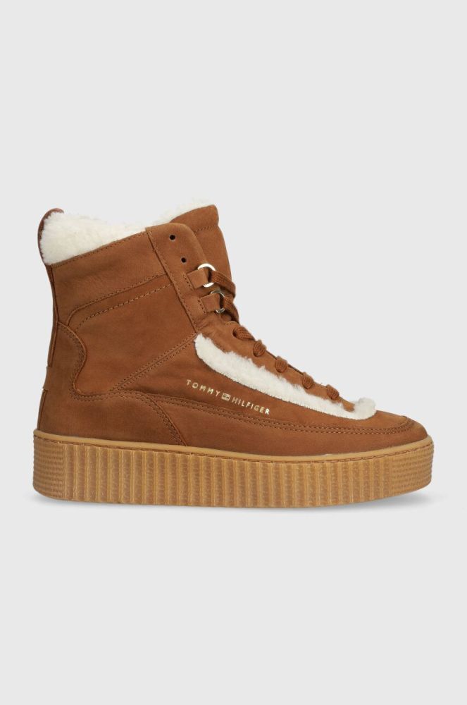 Кросівки Tommy Hilfiger ESSENTIAL LACE UP WARMBOOTIE колір коричневий FW0FW07503