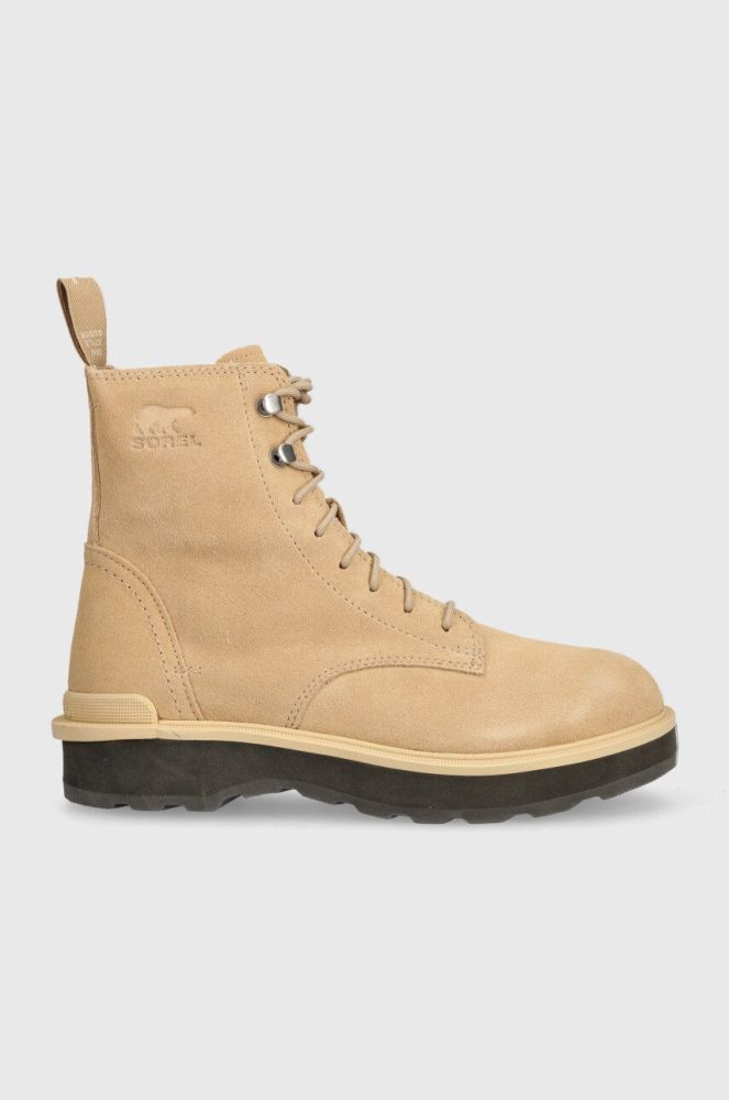 Замшеві черевики Sorel HI LINE LACE жіночі колір бежевий на плоскому ходу утеплене 2009111262