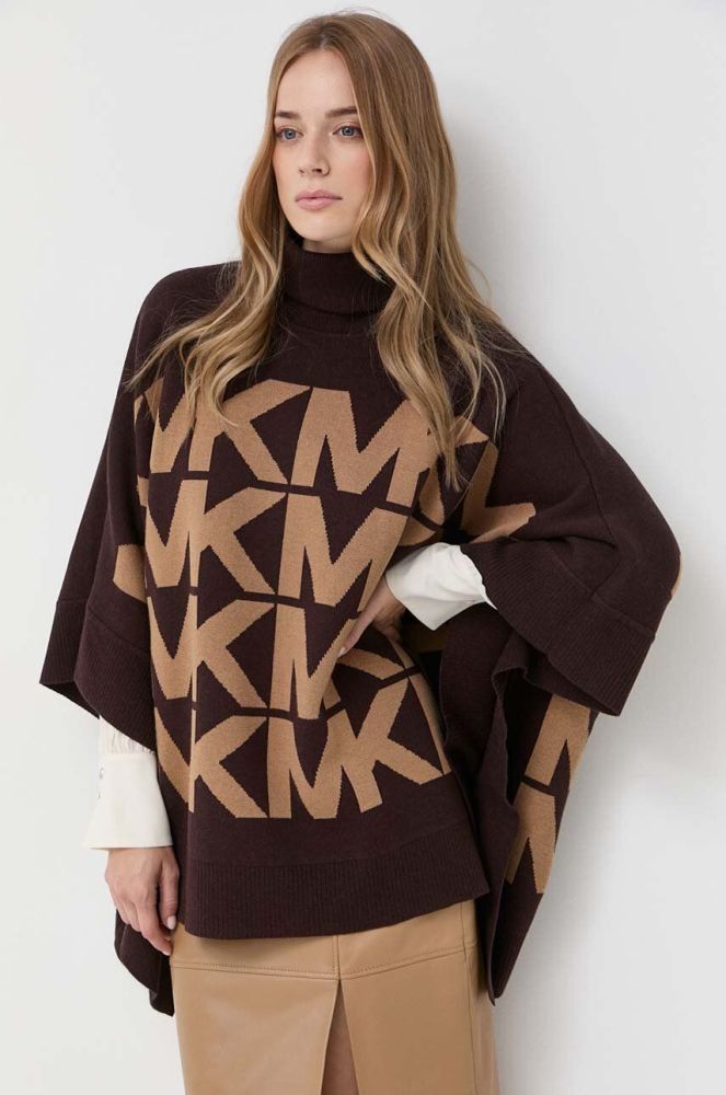 Пончо з домішкою вовни MICHAEL Michael Kors колір коричневий