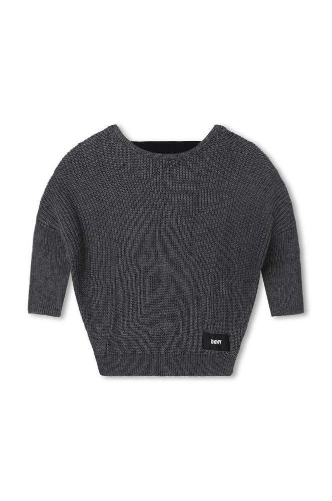 Дитячий светр з домішкою вовни Dkny колір сірий легкий (3512876)