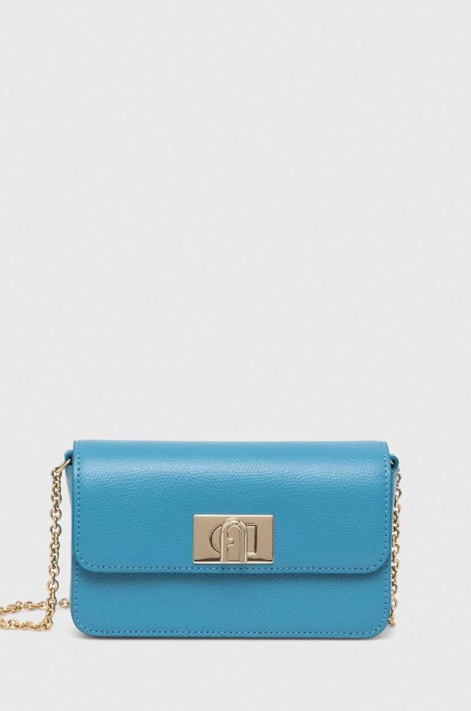 Шкіряна сумочка Furla колір блакитний (3342954)