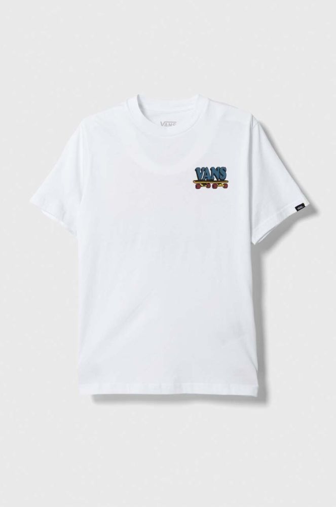 Дитяча бавовняна футболка Vans PIZZA FACE SS VN00089UWHT1 колір білий з принтом