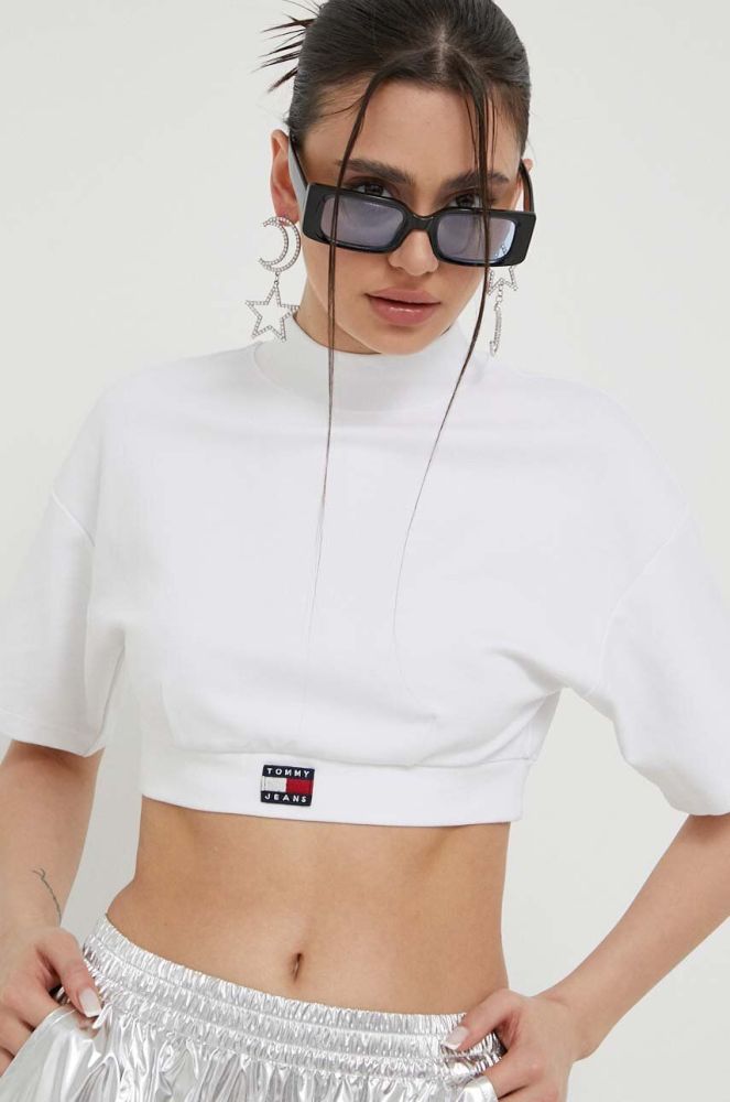 Футболка Tommy Jeans жіноча колір білий півгольф