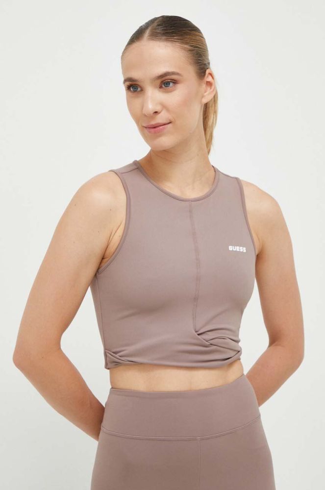 Топ Guess жіночий колір коричневий (3628481)