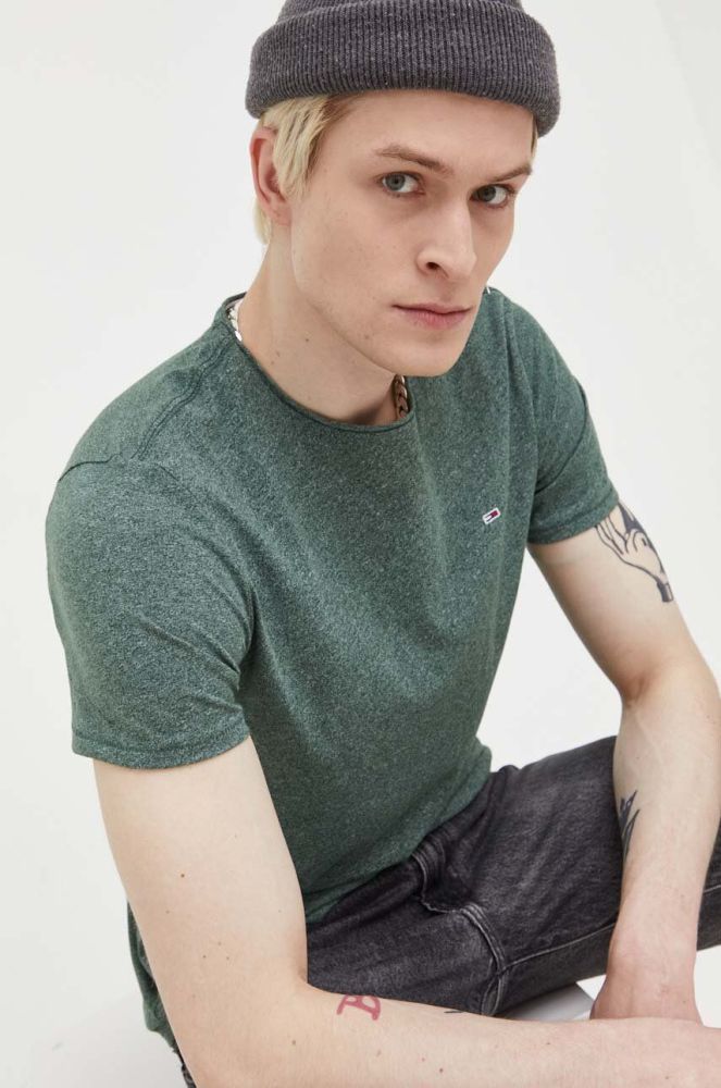 Футболка Tommy Jeans чоловічий колір зелений меланж (3282038)
