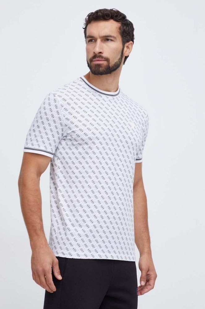Футболка Guess чоловічий колір білий візерунок (3551693)