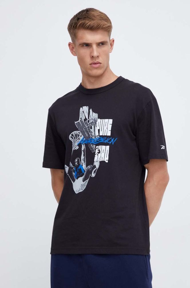 Бавовняна футболка Reebok Classic Basketball колір чорний з принтом (3544444)